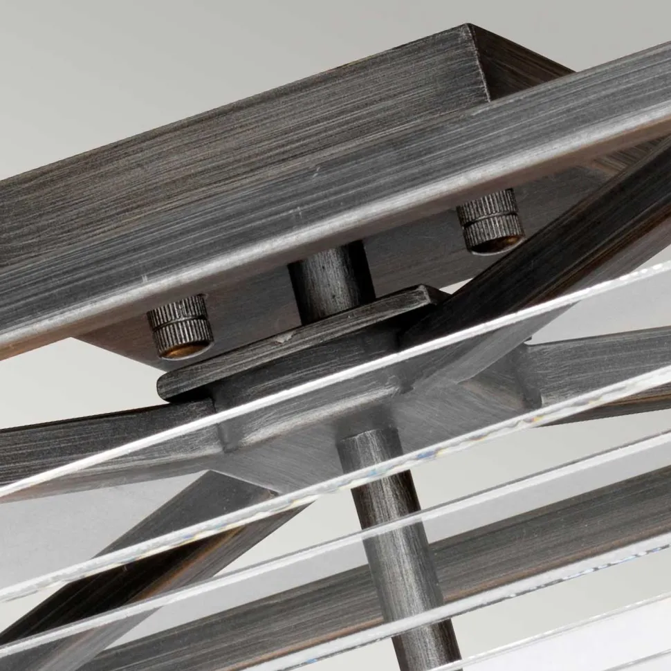 Deckenleuchte Metall Glas 39,2 cm breit Gunmetal Grau