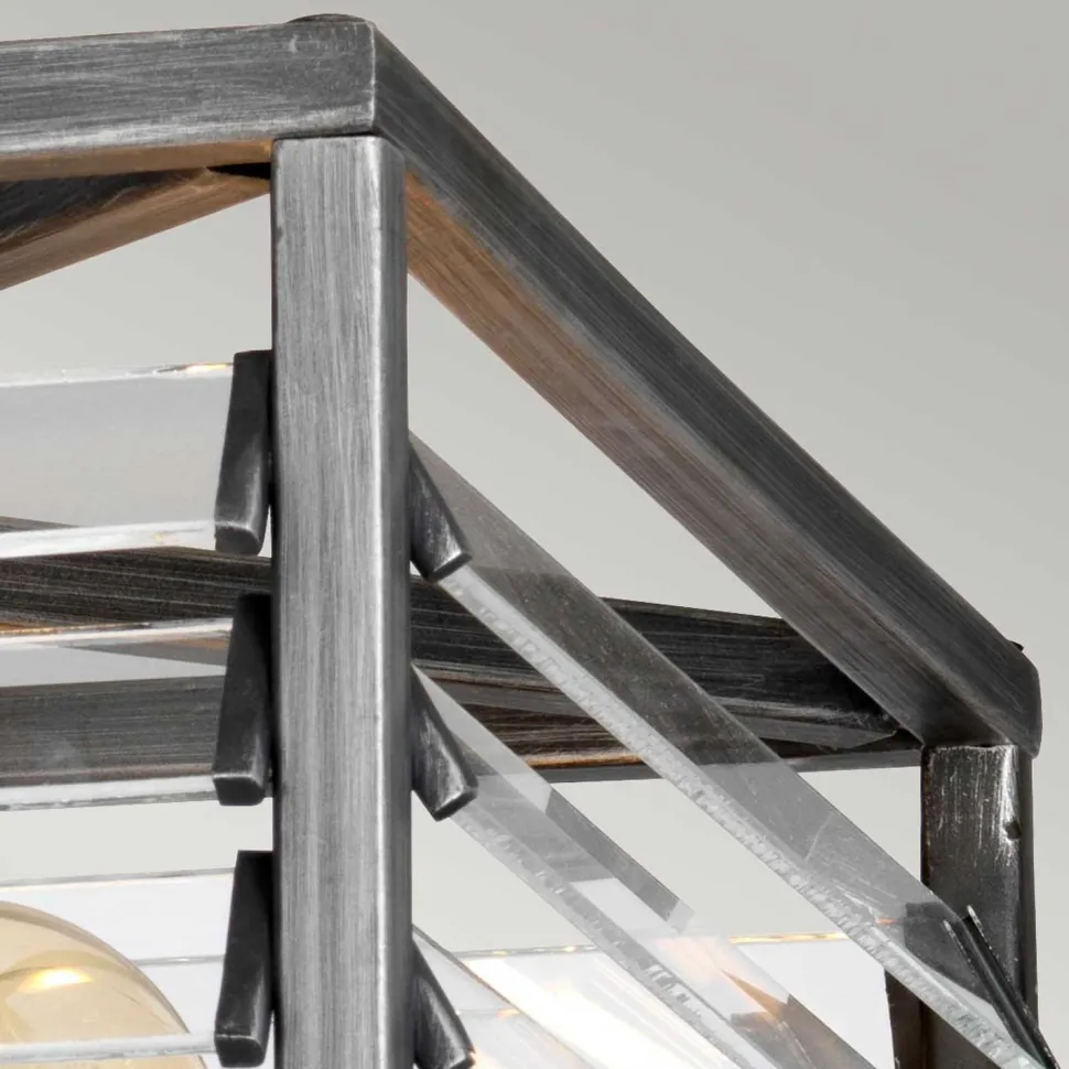 Deckenleuchte Metall Glas 39,2 cm breit Gunmetal Grau