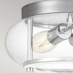 Deckenleuchte Metall Glas Ø 30,5 cm IP44 Chrom Bad