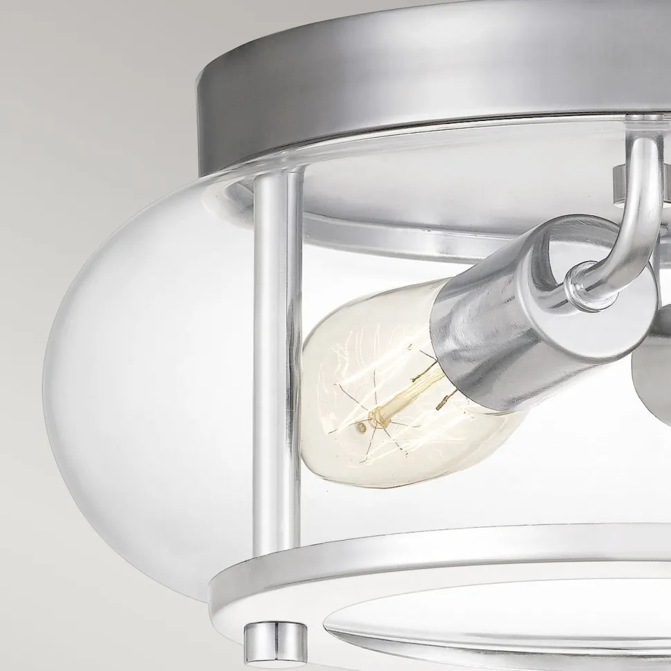 Deckenleuchte Metall Glas Ø 30,5 cm IP44 Chrom Bad