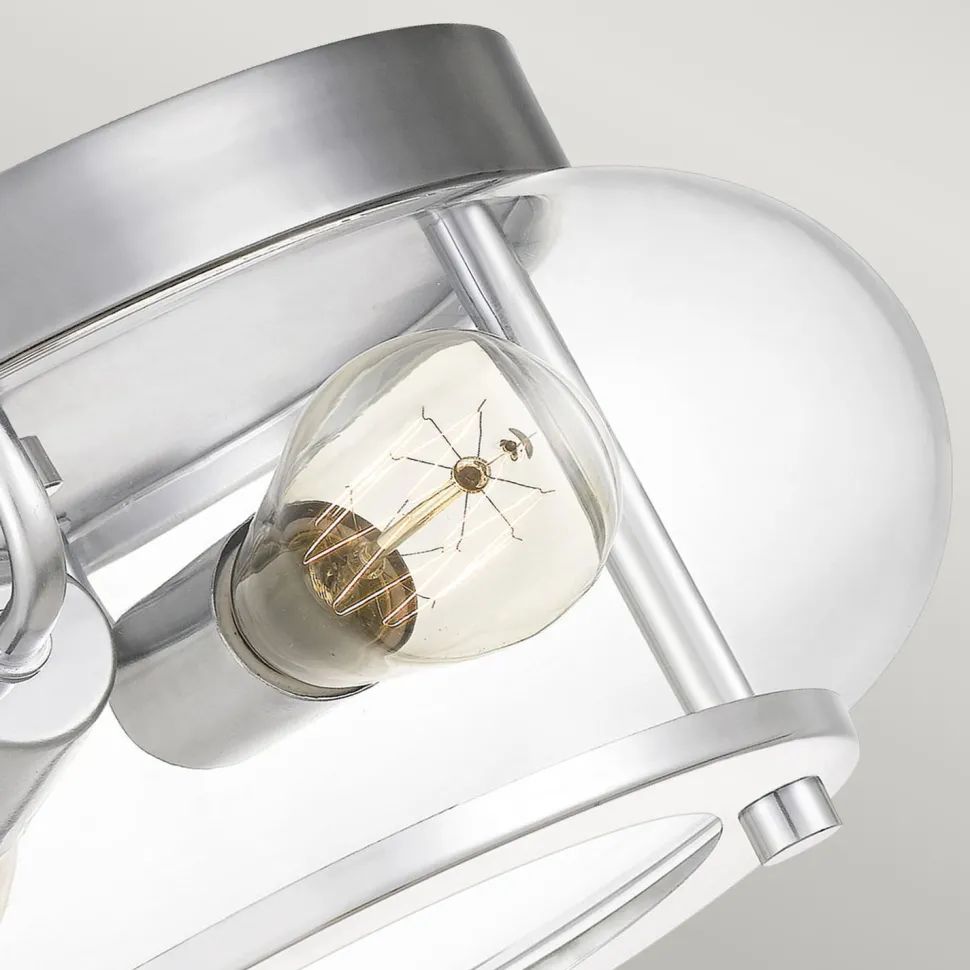 Deckenleuchte Metall Glas Ø 30,5 cm IP44 Chrom Bad