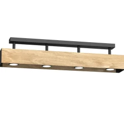 Deckenleuchte Metall Holz Schwarz Natur GU10 4-flammig