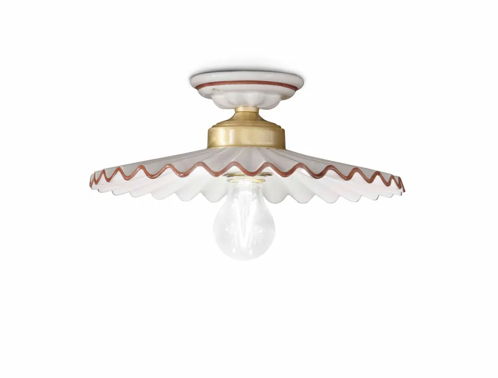 Deckenleuchte Metall Keramik E27 D: 31 cm rund Landhaus