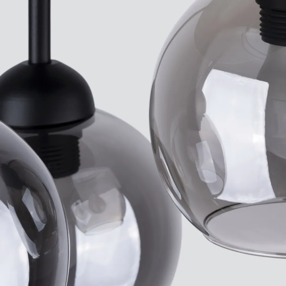 Deckenleuchte Metall Rauchglas 3-flammig Ø 35 cm E27