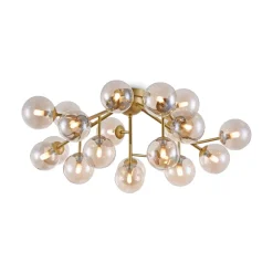 Deckenleuchte Metall Rauchglas G9 B: 75 cm Kugelschirm