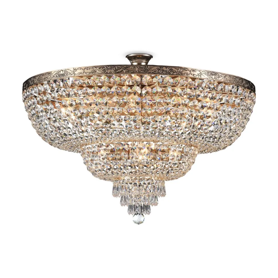 Deckenleuchte Metall rund D: 80 cm in Gold antik E27