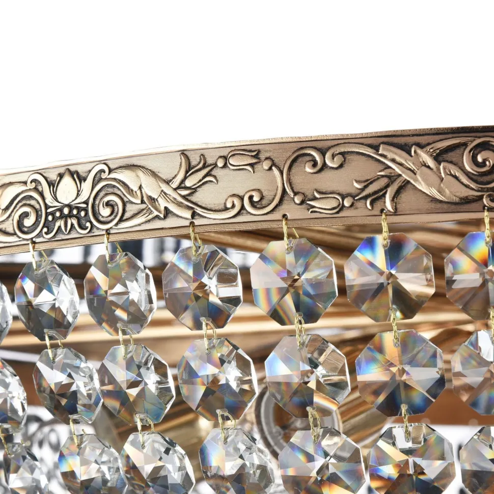 Deckenleuchte Metall rund D: 80 cm in Gold antik E27