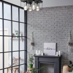 Deckenleuchte Metall Schwarz Chrom B: 30 cm eckig 4-flammig