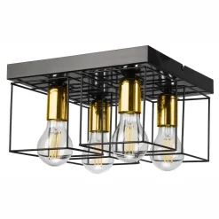 Deckenleuchte Metall Schwarz Gold B: 30 cm 4x E27 Modern