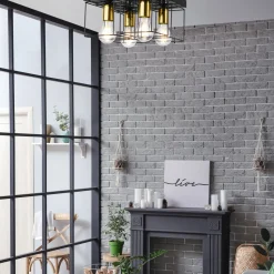 Deckenleuchte Metall Schwarz Gold B: 30 cm 4x E27 Modern