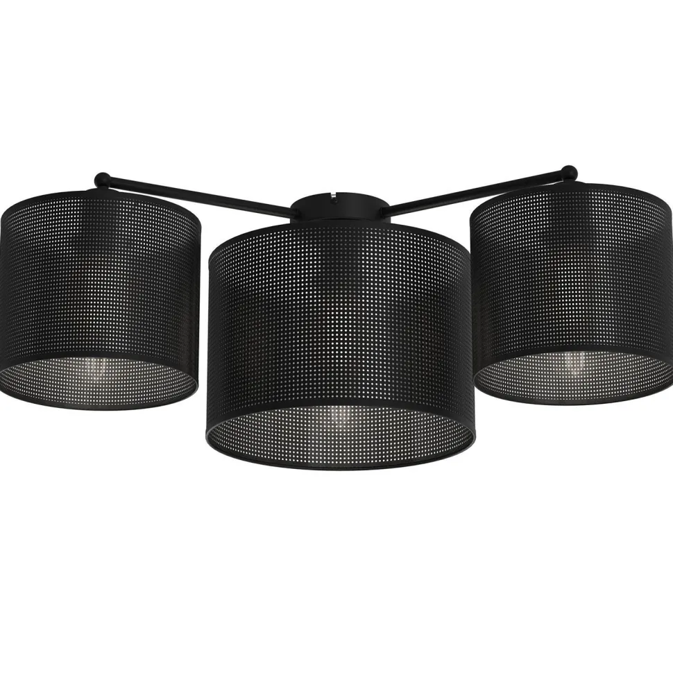 Deckenleuchte Metall Schwarz E27 3-flammig L:61 cm