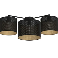 Deckenleuchte Metall Schwarz Gold E27 3-flammig L:61 cm