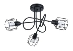 Deckenleuchte Metall Schwarz 3-flammig E14 Draht Schirm