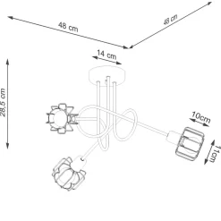 Deckenleuchte Metall Schwarz 3-flammig E14 Draht Schirm
