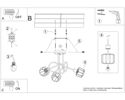 Deckenleuchte Metall Schwarz 3-flammig E14 Draht Schirm