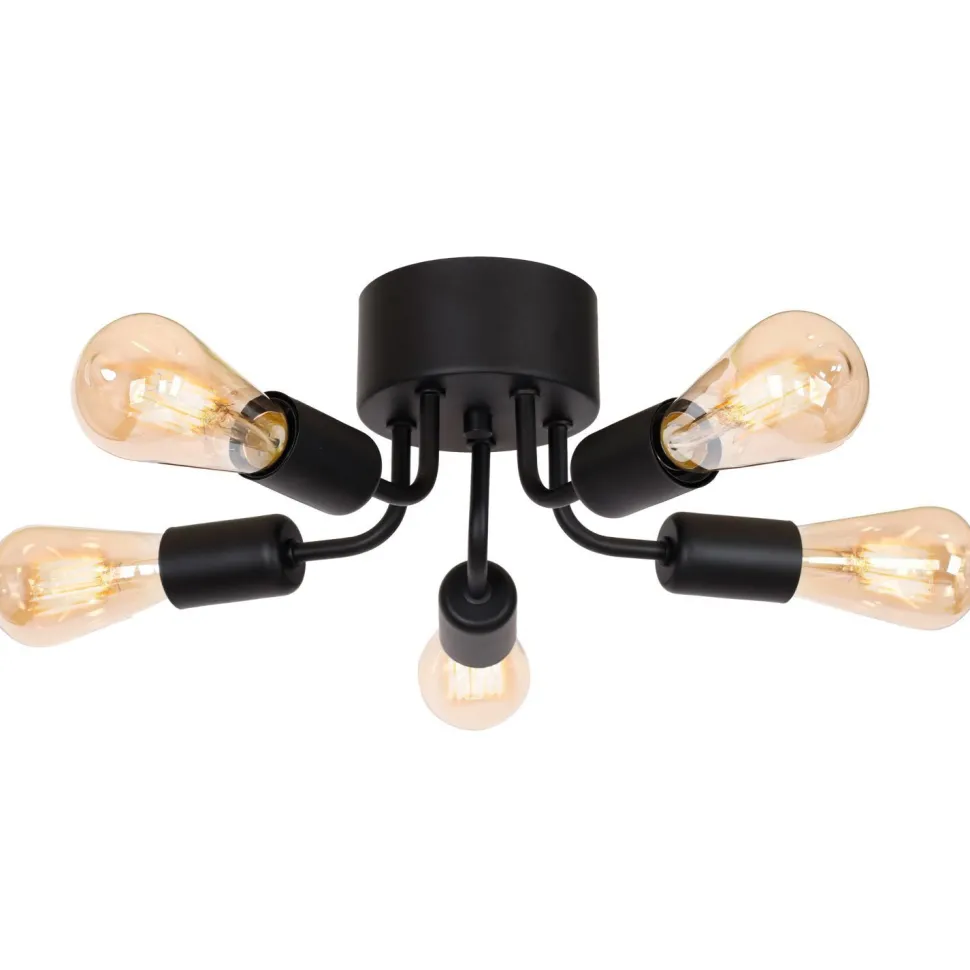 Deckenleuchte Metall Schwarz Retro Ø30 cm flach