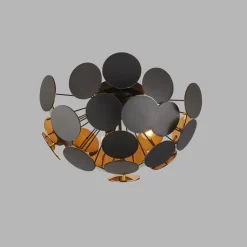 Deckenleuchte Metall Schwarz Gold Ø 52 cm 3x E14 Modern