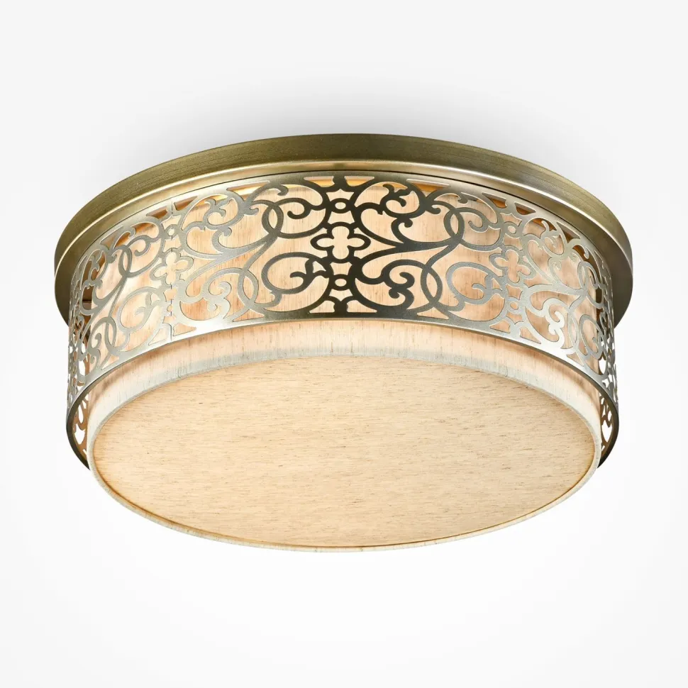 Deckenleuchte Metall Stoff D: 50 cm rund E27 Klassisch