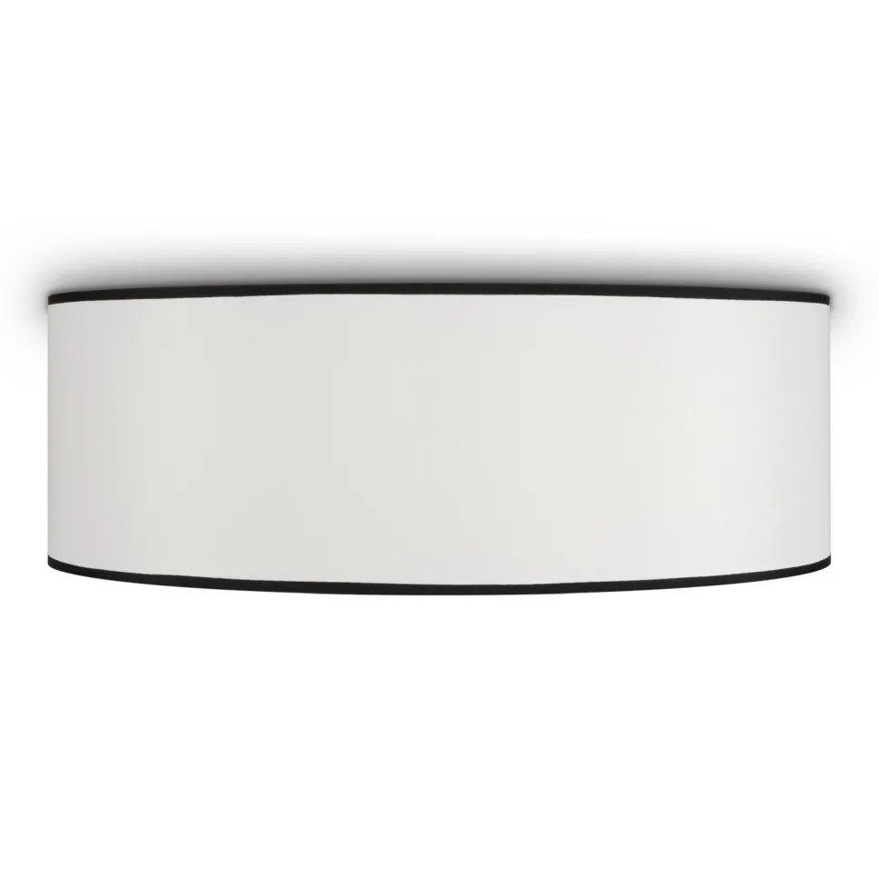 Deckenleuchte Metall Stoff D: 52 cm rund Weiß Schwarz