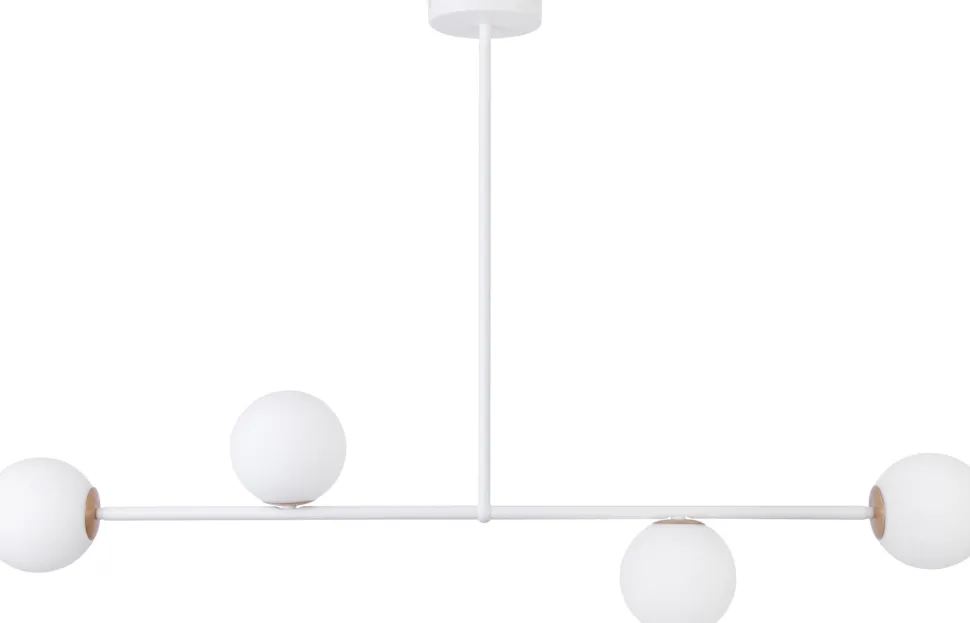 Deckenleuchte Metall Weiß Glas G9 L:68 cm blendarm