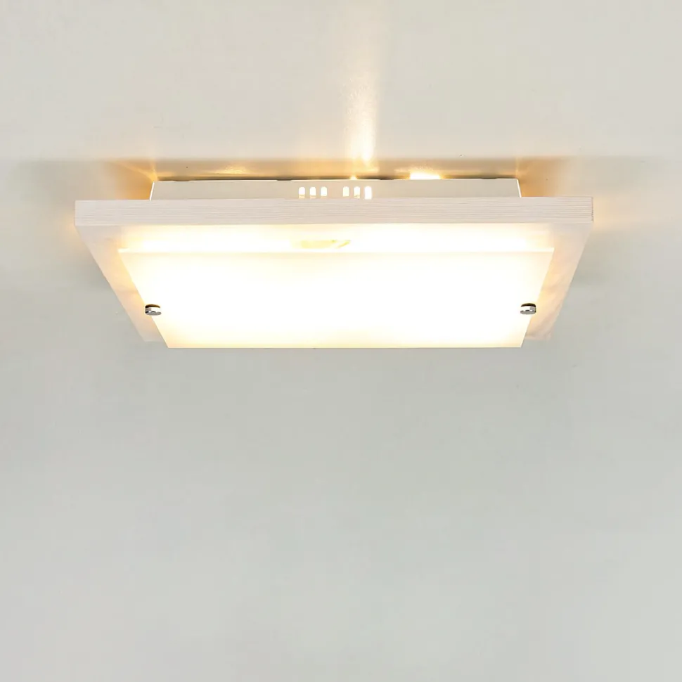 Deckenleuchte mit Holz Weiß Wohnzimmer eckig