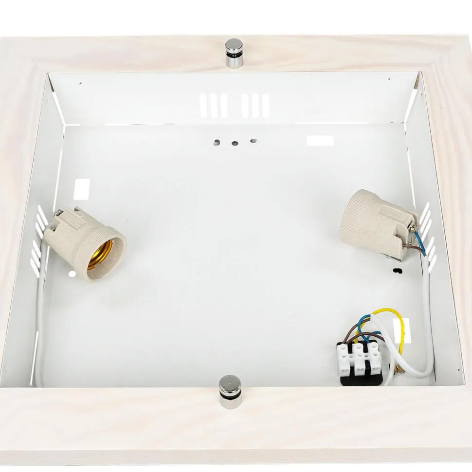 Deckenleuchte mit Holz Weiß Wohnzimmer eckig