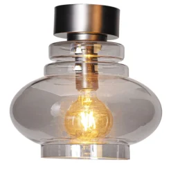 Deckenleuchte Rauchglas Metall 30 cm breit E27 klein