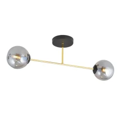 Deckenleuchte Rauchglas Metall 55 cm 2-flammig