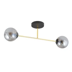 Deckenleuchte Rauchglas Metall 55 cm 2-flammig