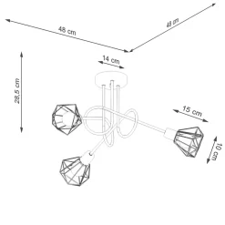 Deckenleuchte Retro Metall Schwarz 48 cm breit 3-flammig