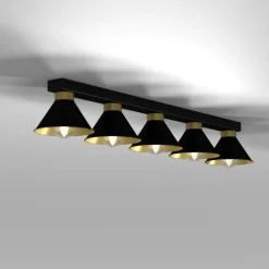 Deckenleuchte RIAN Metall 5-flammig Schwarz Gold