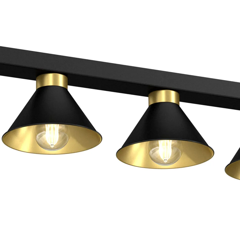 Deckenleuchte RIAN Metall 5-flammig Schwarz Gold