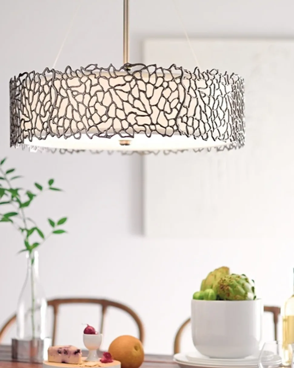 Deckenleuchte RINA Zinn Leinen Ø56cm Design Lampe