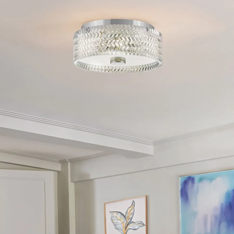 Deckenleuchte rund Ø 30,5 cm Chrom E27 Kristall Schirm