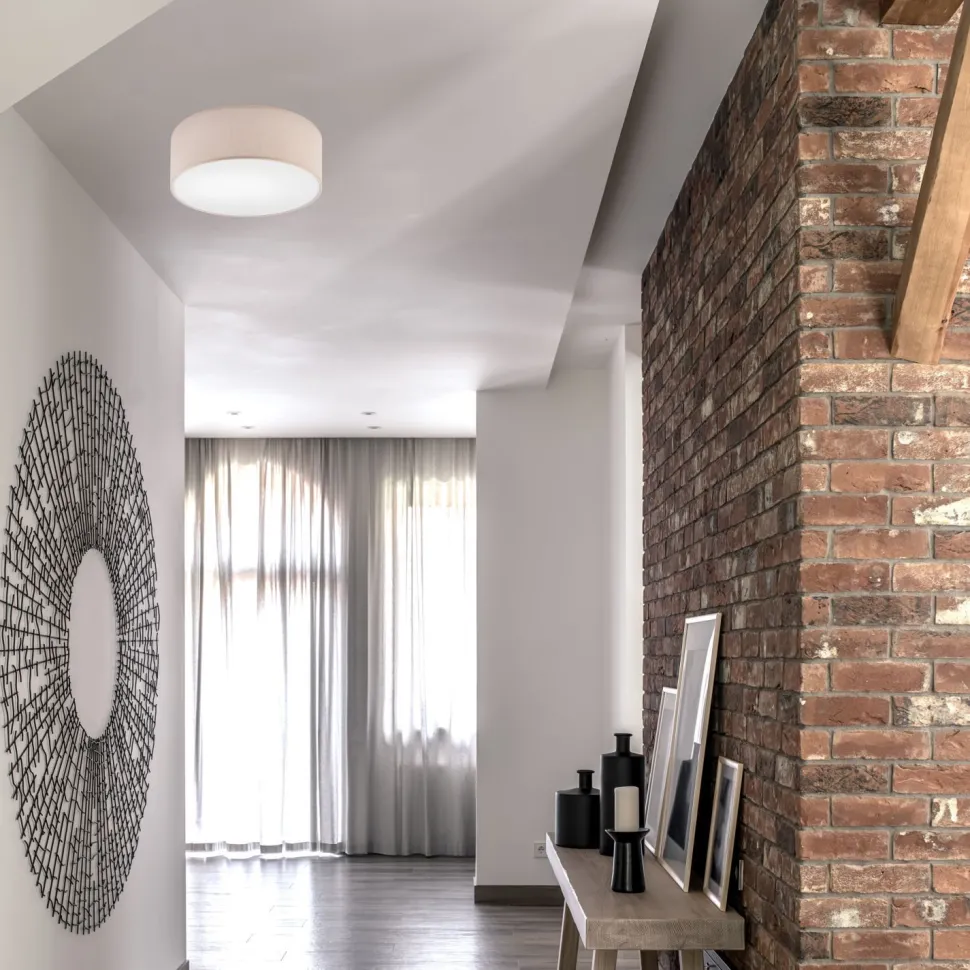 Deckenleuchte rund Ø 35 cm Stoff Modern Beige blendarm E27