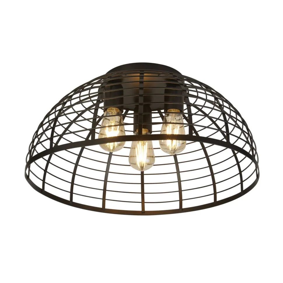 Deckenleuchte rund Ø 40 cm Schwarz Metall 3x E27