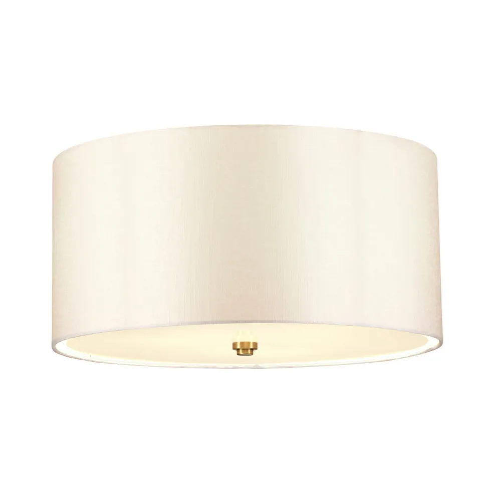 Deckenleuchte rund 46 cm Stoff in Creme Messing