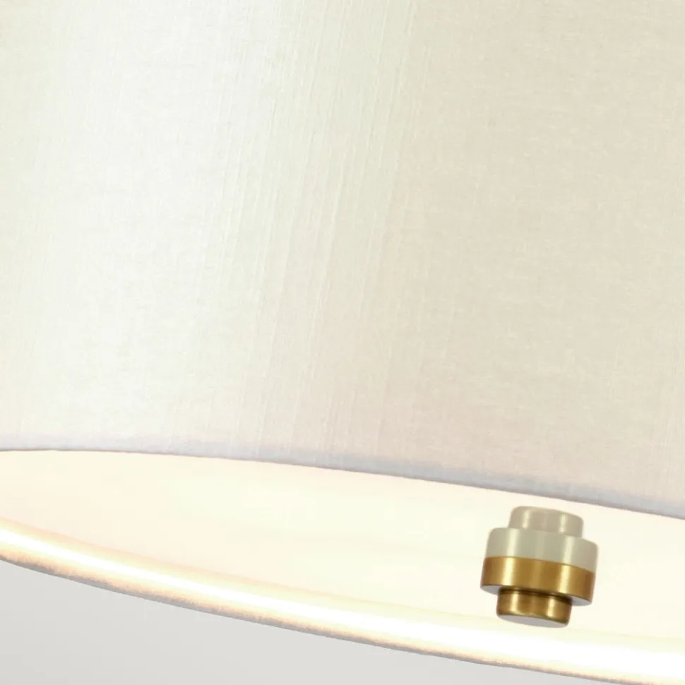 Deckenleuchte rund 46 cm Stoff in Creme Messing