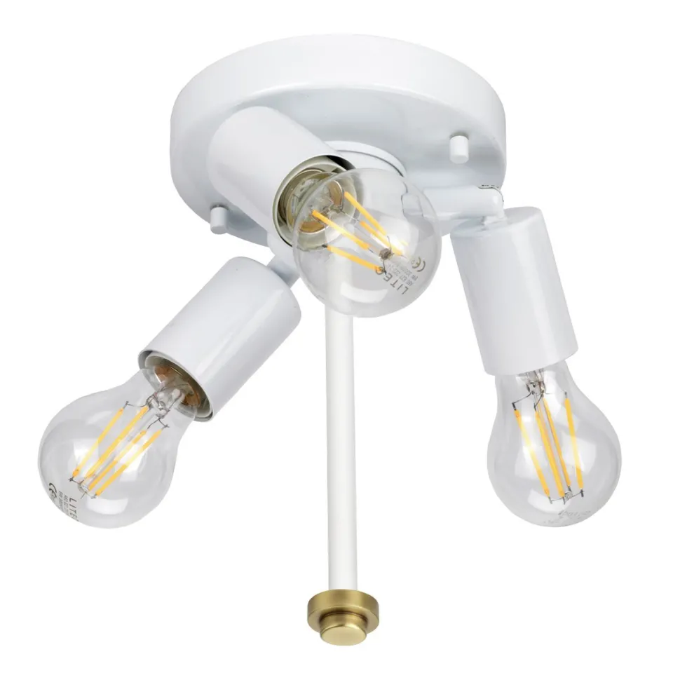 Deckenleuchte rund 46 cm Stoff in Creme Messing