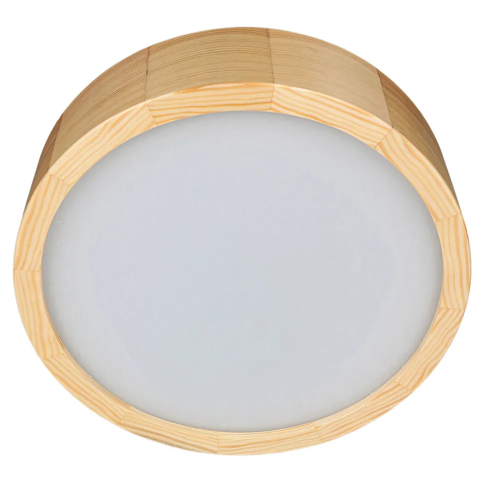 Deckenleuchte Rund Holz in Kiefer Wohnzimmer