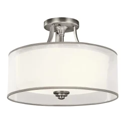 Deckenleuchte rund Weiß Zinn antik Glas Leinen Metall