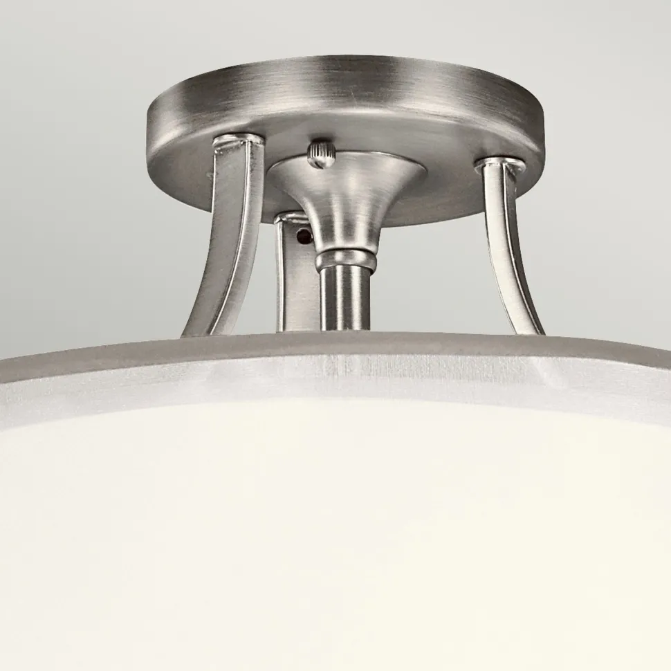 Deckenleuchte rund Weiß Zinn antik Glas Leinen Metall