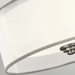 Deckenleuchte rund Weiß Zinn antik Glas Leinen Metall