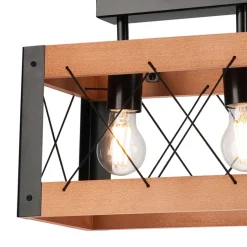 Deckenleuchte Rustikal eckig L: 33 cm 2x E27 Holz Metall