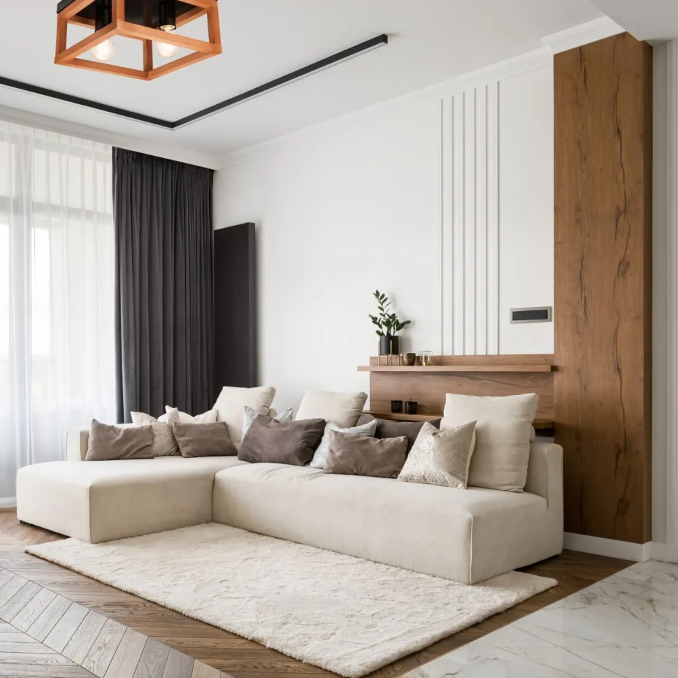 Deckenleuchte Rustikal Holz Metall B: 30 cm Schwarz eckig