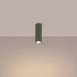 Deckenleuchte schmal Ø 6,5 cm H: 40 cm Aluminium in Grün GU10