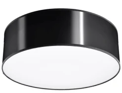 Deckenleuchte Schwarz Ø 25 cm rund flach E27 ATISS