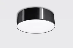 Deckenleuchte Schwarz Ø 25 cm rund flach E27 ATISS