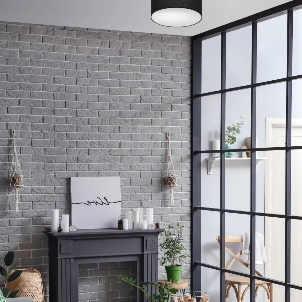 Deckenleuchte Schwarz Ø 35 cm rund flach Stoff blendarm E27