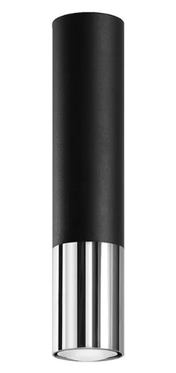 Deckenleuchte Schwarz Chrom Ø 6 cm H: 29 cm Zylinder